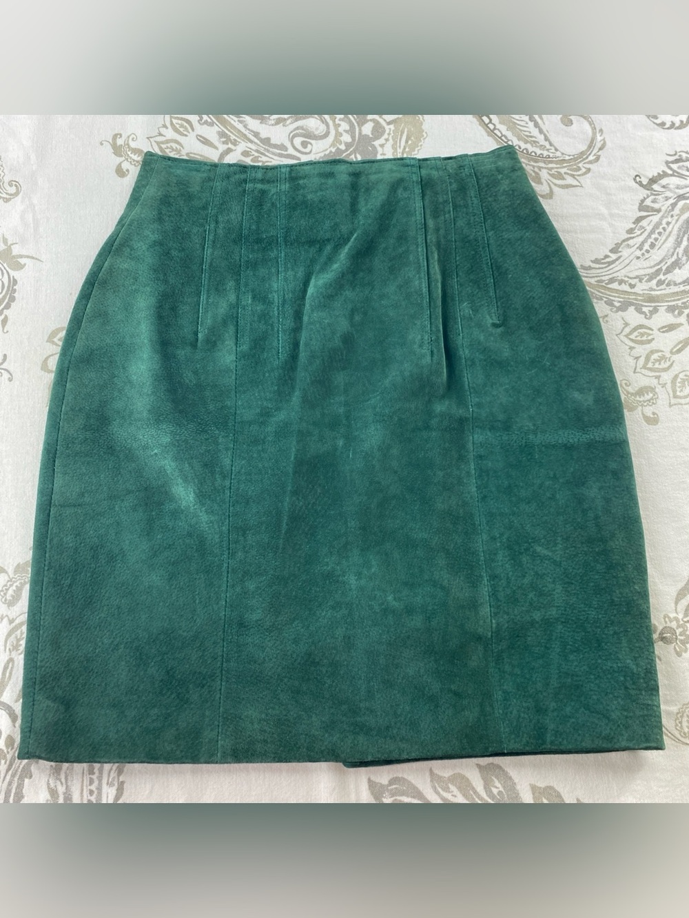 Vintage 90's Express skirt Suede Green Genuine Leather Pencil High
Waist 7/8